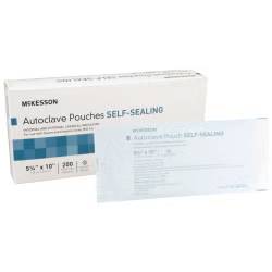 Sterilization Pouch McKesson Ethylene Oxide (EO) Gas/Steam 5-1/4 X 10 Inch White/Blue Self Seal Paper/Film