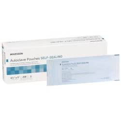 Sterilization Pouch McKesson Ethylene Oxide (EO) Gas/Steam 3-1/2 X 9 Inch White/Blue Self Seal Paper/Film