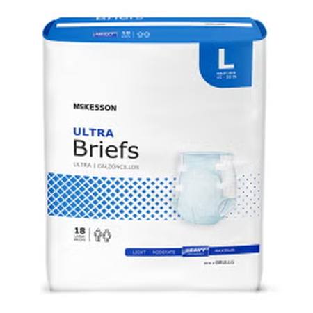 Incontinence Brief McKesson Ultra Brief Adult Large Unisex Disposable Heavy Absorbency