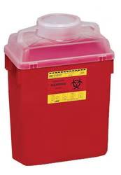 Sharps Container BD(TM) Red Base 17-1/2 X 12-4/5 X 8-4/5 Inch Vertical Entry 6 gal. (BD 305457)