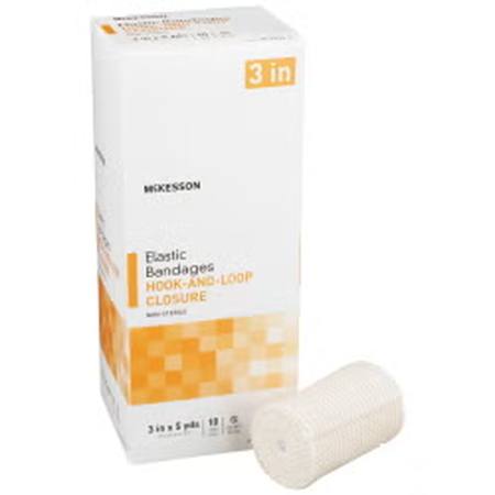 Elastic Bandage McKesson 3 Inch X 5 Yard Single Hook and Loop Closure Tan NonSterile Standard Compression